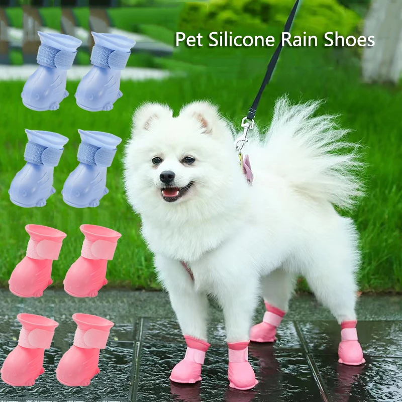Shoe Polish Cream - 4-Piece Waterproof Dog Rain Shoes Non-Slip